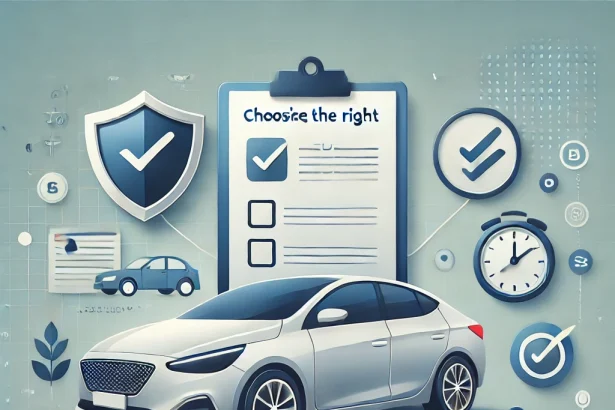 Dall·e 2024 12 12 21.17.57 An Informative And Visually Engaging Illustration About Choosing The Right Car Insurance. The Image Should Depict A Modern Car With Symbolic Elements