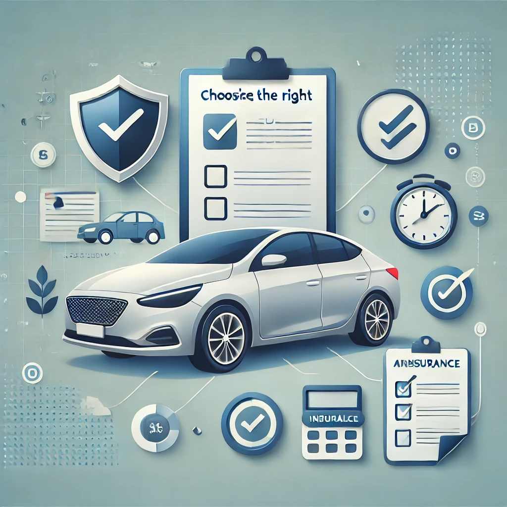 Dall·e 2024 12 12 21.17.57 An Informative And Visually Engaging Illustration About Choosing The Right Car Insurance. The Image Should Depict A Modern Car With Symbolic Elements