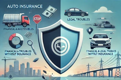 Dall·e 2024 12 13 13.10.11 An Illustration Showing The Importance Of Auto Insurance A Scene Divided Into Two Halves. On One Side, A Car Accident Scene With Damaged Vehicles, Hi