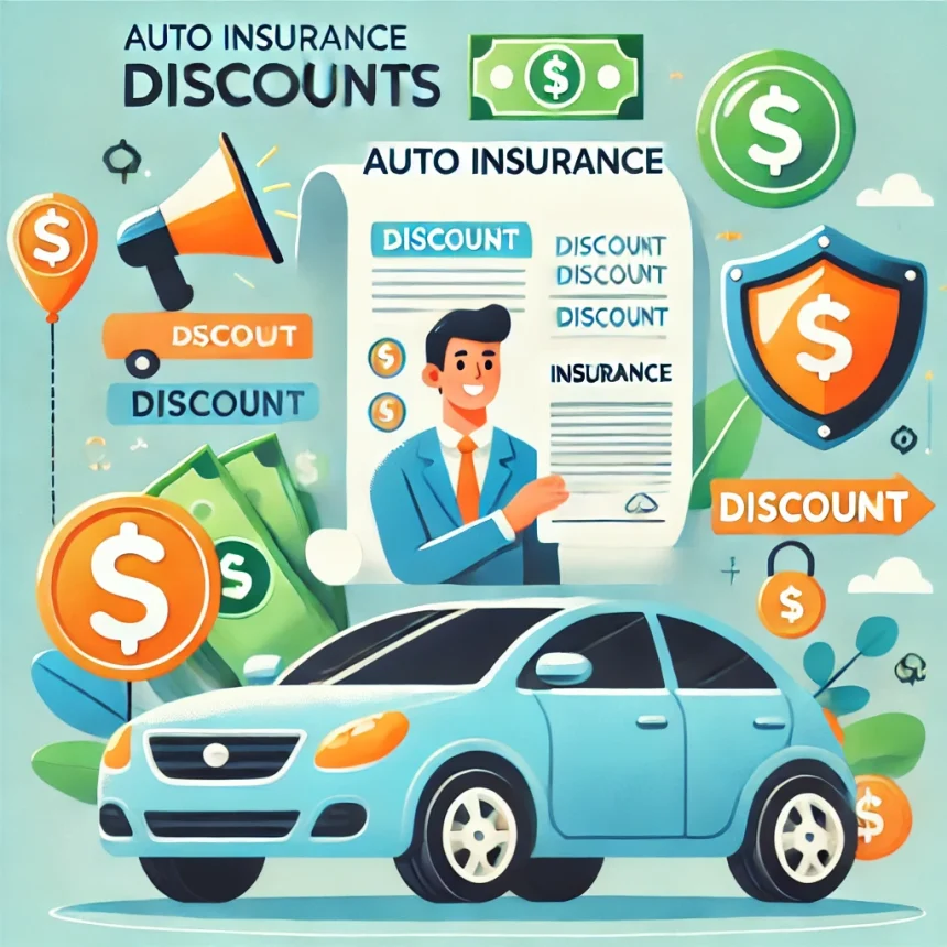 Dall·e 2024 12 14 18.41.50 A Visually Engaging Illustration Depicting Auto Insurance Discounts, Featuring A Car Surrounded By Money Saving Icons Like Dollar Signs, Discount Tags